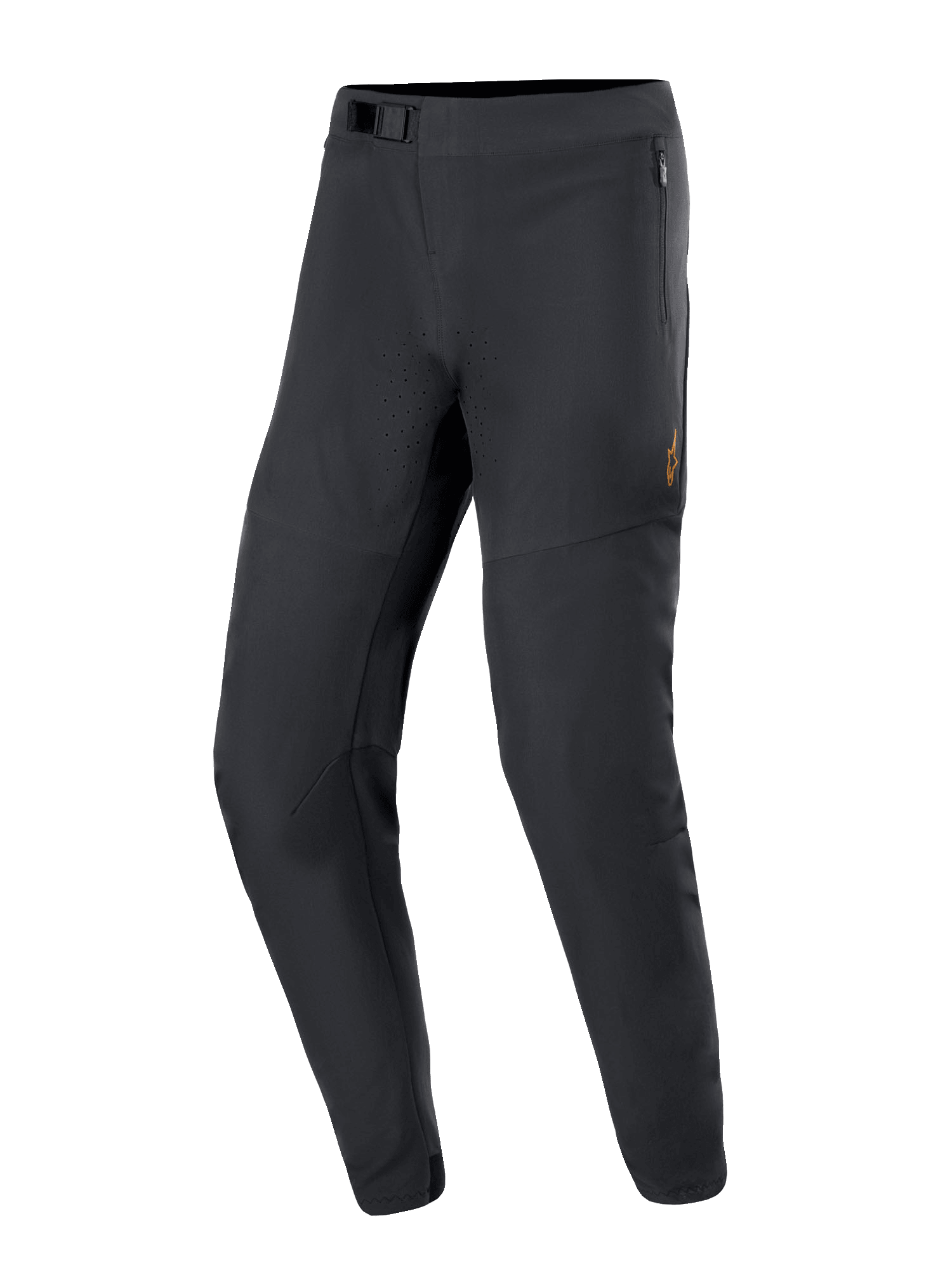 Pantalones Alpinestars A-Aria Elite, pantalones de mountain bike, negro, con perforaciones láser para ventilación, cierre de hebilla magnética y bolsillos con cremallera, diseño cónico elegante para ciclismo de montaña de alto rendimiento