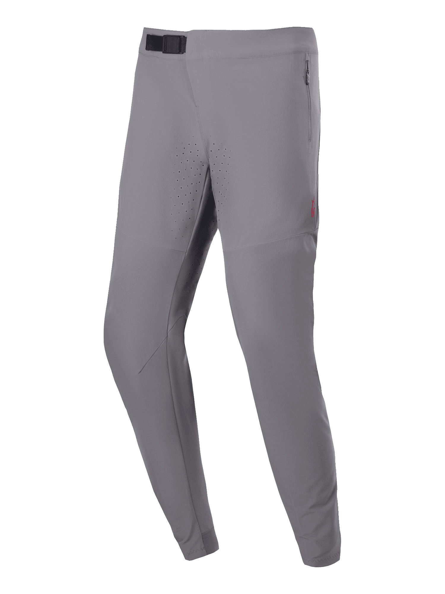 Pantalones Alpinestars A-Aria Elite, pantalones de ciclismo MTB, gris oscuro, con perforaciones láser en los muslos, cierre de hebilla magnética negra en la cintura y bolsillos laterales con cremallera, ajuste de alto rendimiento para senderos todoterreno