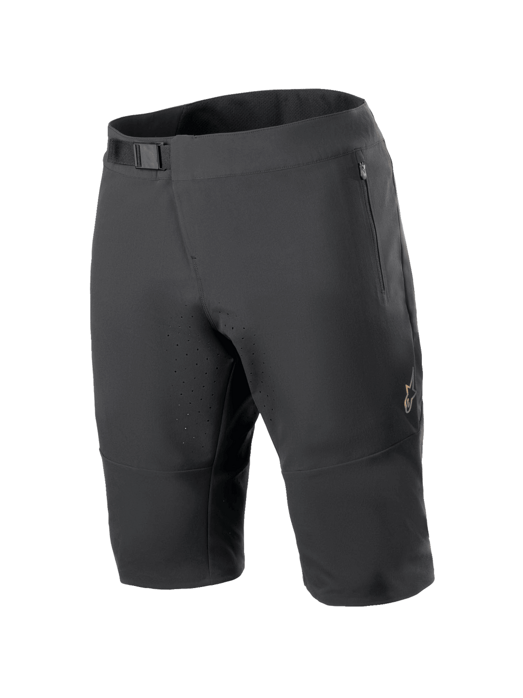 Alpinestars A-Aria Elite Shorts, shorts de mountain bike, color negro, con cierre de cintura mediante hebilla magnética, bolsillos con cremallera, orificios de ventilación cortados con láser y tejido elástico de 4 direcciones para ciclismo de montaña