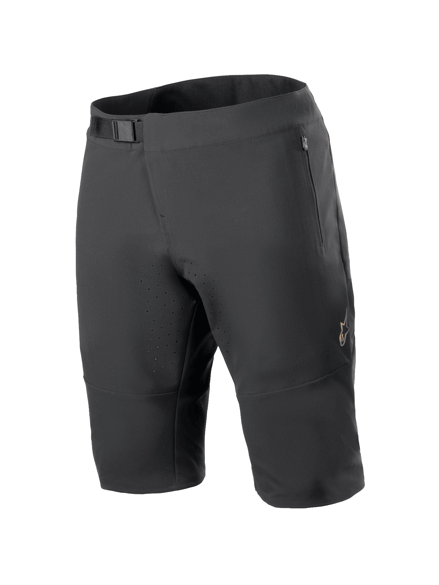 Alpinestars A-Aria Elite Shorts, shorts de mountain bike, color negro, con cierre de cintura mediante hebilla magnética, bolsillos con cremallera, orificios de ventilación cortados con láser y tejido elástico de 4 direcciones para ciclismo de montaña