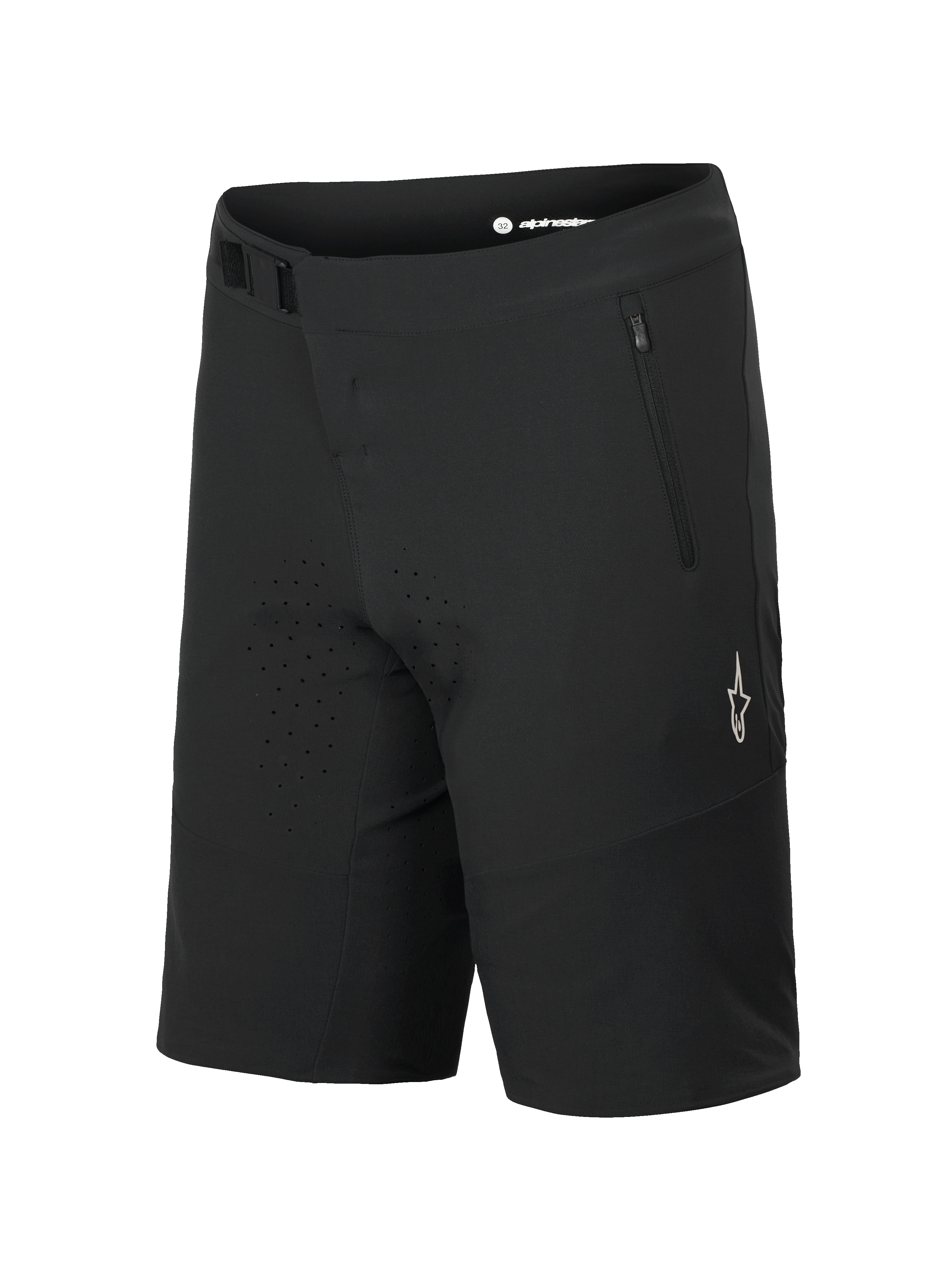 Alpinestars A-Aria Elite Shorts, shorts de ciclismo de montaña, Black Titanium, con cierre de hebilla magnética y bolsillo con cremallera, orificios de ventilación cortados con láser, logotipo A-star blanco en la pierna, ropa técnica para trail