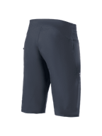 Shorts Alpinestars A-Aria, shorts para ciclismo de montaña, negros, vista trasera de tres cuartos, ajuste de rendimiento ergonómico, tejido técnico elástico en 4 direcciones, marca lateral sutil, ropa de ciclismo MTB