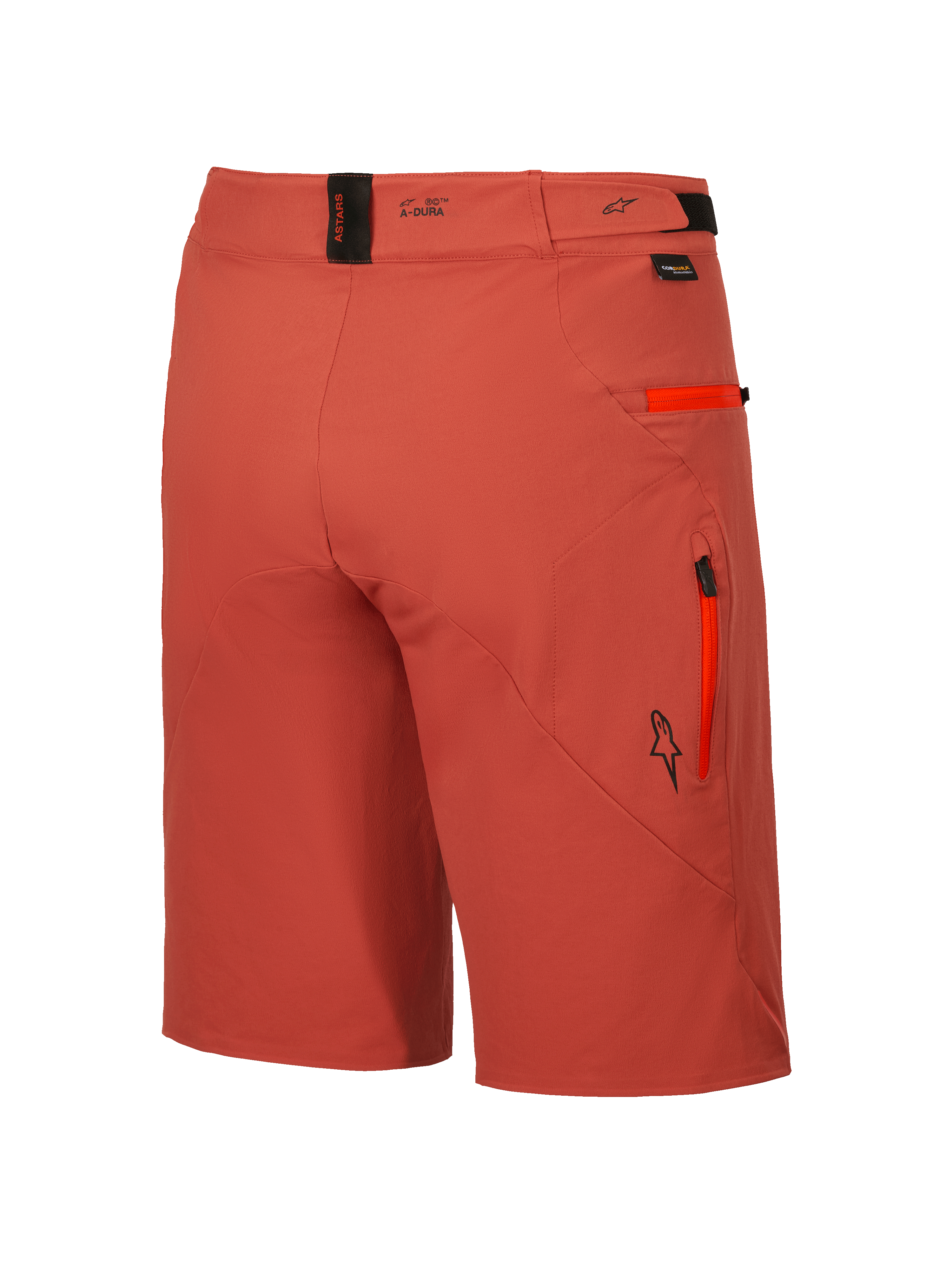 Alpinestars Shorts A-Dura Elite, pantalones cortos de ciclismo de montaña para hombre en color naranja oscuro, con bolsillos seguros con cremallera y tejido Cordura elástico