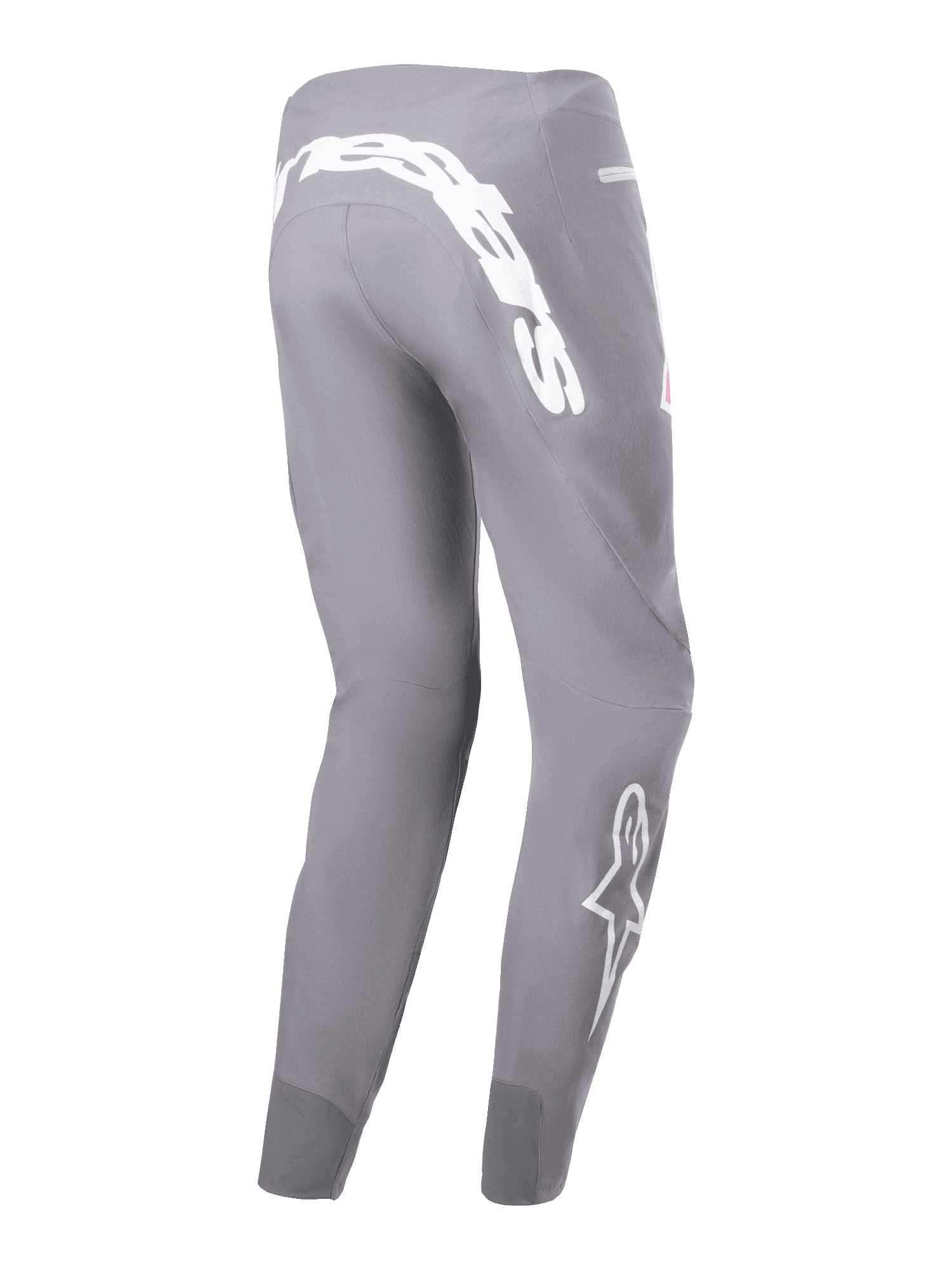 Alpinestars A-Supra Race Pants, MTB Racing Pants, Dark Gray, featuring a large white wordmark on the back yoke and white star logo on the lower leg, tapered performance fit with 4-way stretch fabric, durable off-road cycling apparel.