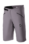 Alpinestars Drop Algorithm Shorts, MTB Mountain Biking Shorts, Sparrow Gray, laser-perforated ventilation on thighs, two black zippered pockets, adjustable ratchet waist buckle, Alpinestars star logo patch, lightweight technical stretch fabric