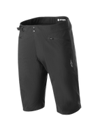 Alpinestars A-Dura Shorts, shorts de mountain bike, negro, con cierre de doble broche, ajustador lateral de cintura, bolsillos con cremallera y logotipo blanco en la pierna, tejido elástico resistente en 2 direcciones para ciclismo todoterreno
