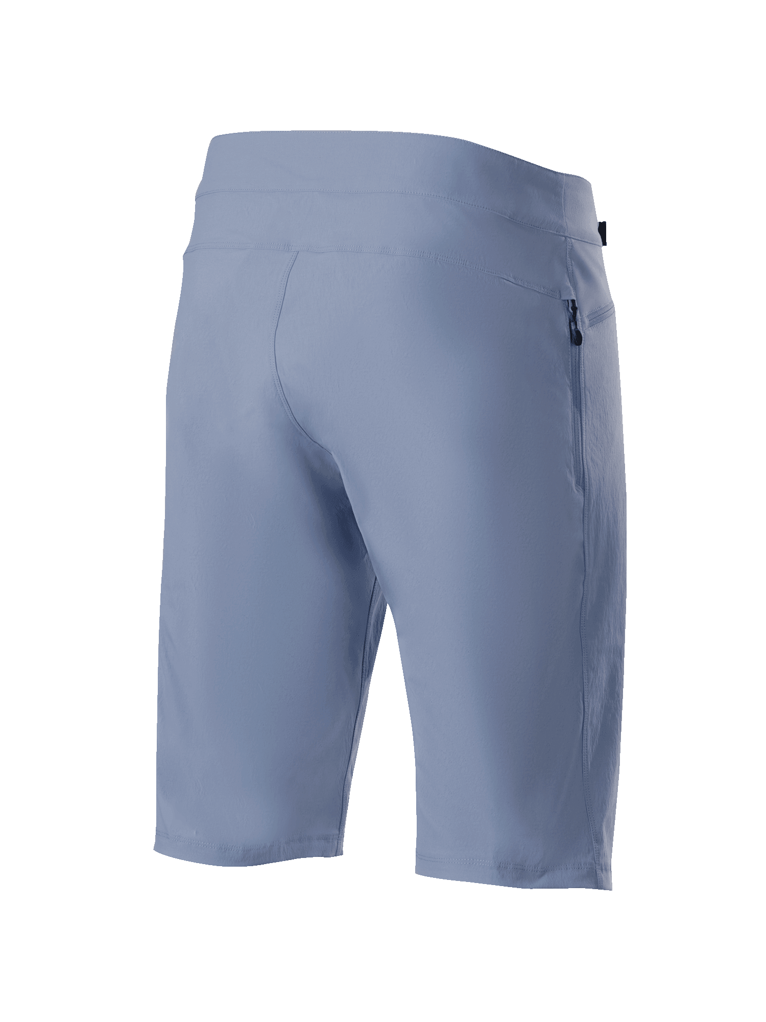 Shorts Alpinestars A-Dura, Azul Infinity, shorts de ciclismo MTB, vista trasera con bolsillo con cremallera y tejido elástico técnico, ropa resistente para todoterreno