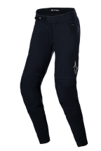 Pantalones térmicos Alpinestars Stella A-Dura, pantalones de MTB para mujer, negros, con cierre de trinquete en la cintura, bolsillo con cremallera en la cadera y logo reflectante de Alpinestars en el muslo, diseño anatómico precurvado para mayor comodidad al conducir