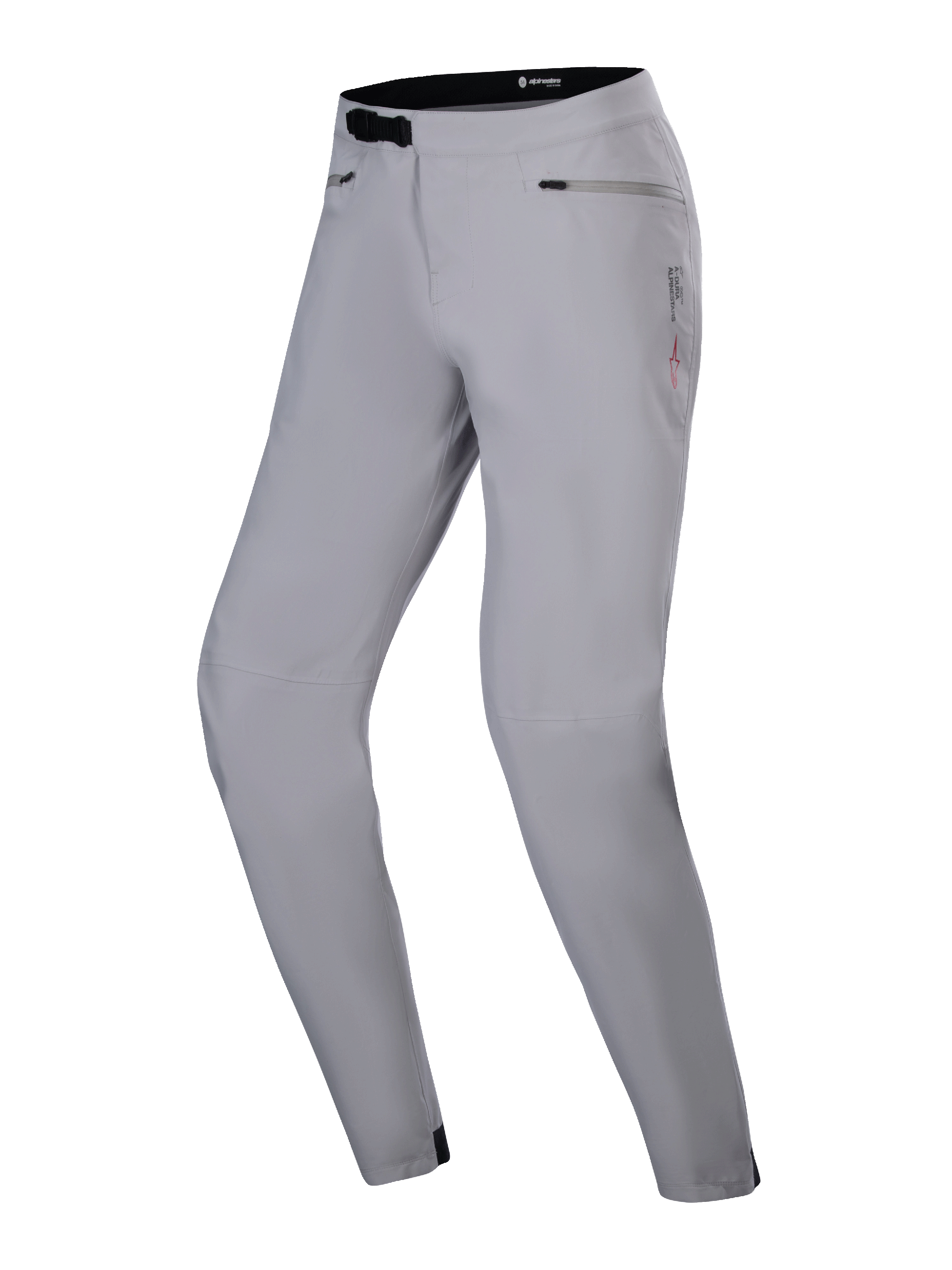 Alpinestars Stella A-Dura Waterproof Pant, pantalones de MTB para mujer, gris titanio, con cierre de trinquete negro en la cintura y bolsillos con cremallera, diseño técnico con logotipos sutiles, equipamiento impermeable de alto rendimiento para ciclismo