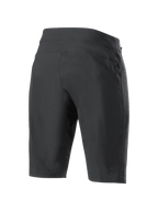 Alpinestars Stella A-Dura Liner Shorts para mujer, negros, vista trasera, shorts resistentes para ciclismo de montaña con un bolsillo lateral con cremallera y tejido elástico en 2 direcciones para mayor movilidad