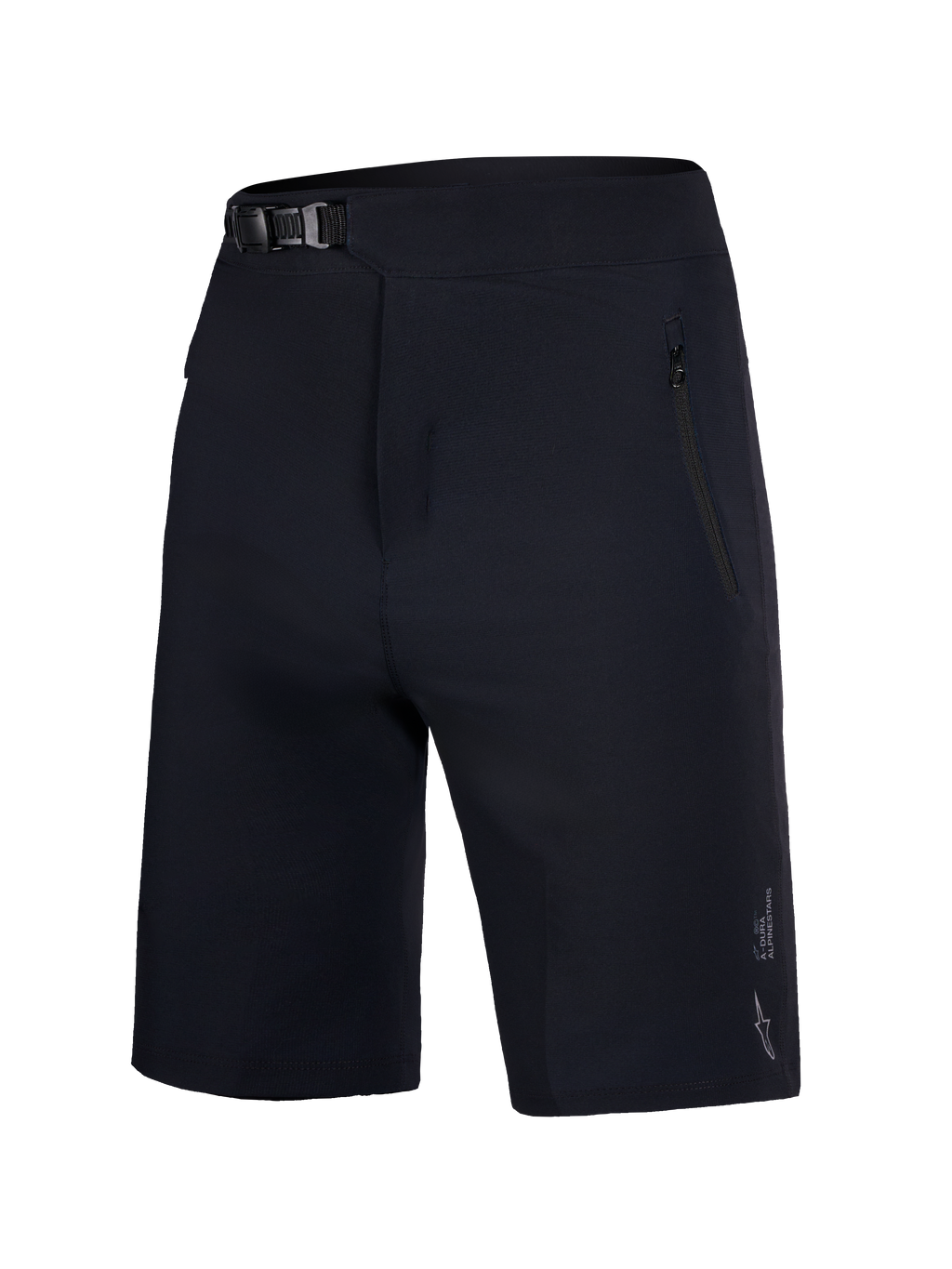 Pantalones cortos negros Alpinestars A-Dura Ride juveniles con cierre de trinquete y bolsillos con cremallera para MTB.