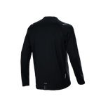 Jersey Térmico Alpinestars A-Dura, vista trasera, negro, jersey de manga larga para ciclismo de montaña con cola extendida, tejido aislante texturizado, pequeño logotipo A-Dura y detalles reflectantes