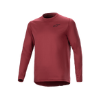 Alpinestars A-Dura Thermal Jersey, jersey de ciclismo de manga larga, color granate, tejido aislante texturizado con un pequeño logotipo de estrella negro en el pecho, dobladillo trasero extendido para ciclismo de montaña (MTB).