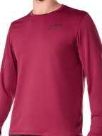 Alpinestars A-Dura Thermal Jersey, jersey de ciclismo de manga larga, color burdeos, con un pequeño logotipo negro en el pecho, tejido térmico texturizado, ajuste regular para ciclismo de montaña