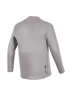 Camiseta Alpinestars A-Dura Ride gris, vista trasera con textura de jacquard y logotipo sutil para rendimiento MTB.