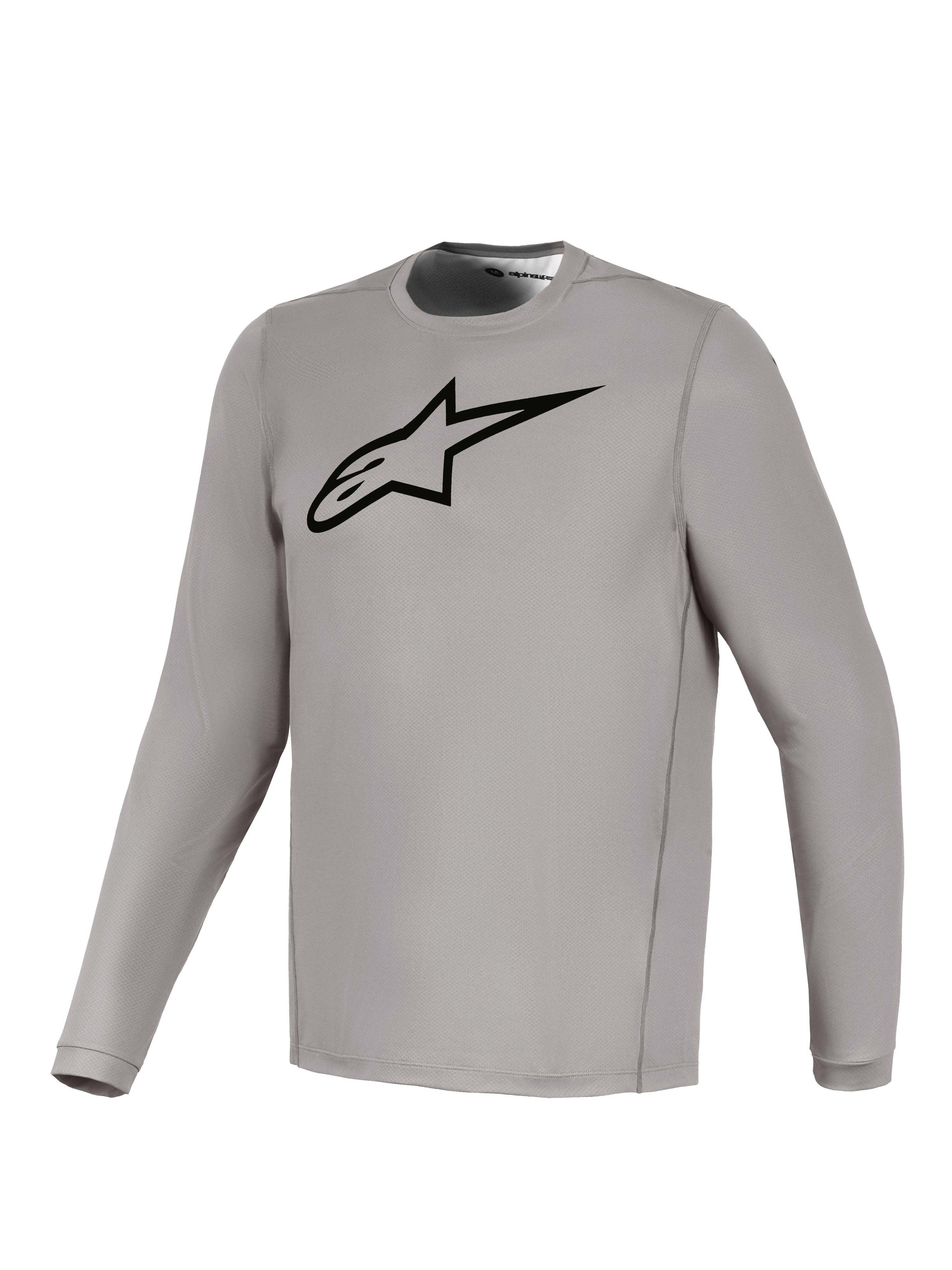 Camiseta gris Alpinestars A-Dura Ride de manga larga con logo negro, tejido elástico transpirable para MTB