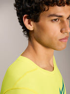 Jersey Alpinestars A-Dura Ride amarillo fluo, camiseta técnica de MTB con cuello redondo y tejido ligero y flexible