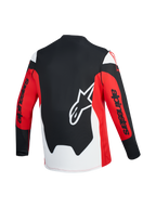 Jersey A-Dura Race de manga larga, vista trasera roja y negra con logo Astars blanco y marca Alpinestars en las mangas