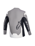 Alpinestars Jersey A-Dura Race, jersey MTB de mangas largas, vista trasera en color gris, negro y blanco con logotipos de la marca