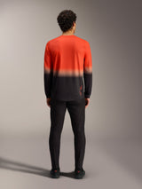 Camiseta Alpinestars A-Dura ASTARS 2.0, manga larga con degradado naranja y negro, vista trasera para ciclismo de montaña