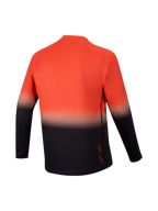 Camiseta A-Dura ASTARS 2.0 de manga larga, vista trasera en degradado naranja y negro para MTB de alto rendimiento.