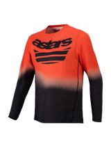 Camiseta Alpinestars A-Dura ASTARS 2.0, manga larga naranja y negra para MTB con degradado y logotipo en el pecho.