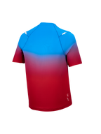 Maillot A-Dura ASTARS 2.0 de manga corta con degradado azul y rojo brillante y detalles de estrellas blancas.