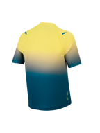Maillot A-Dura ASTARS 2.0, vista trasera con degradado azul y amarillo flúor, camiseta de MTB elástica de manga corta