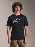 Alpinestars A-Dura Astar Jersey, Short Sleeve MTB Jersey, Black with white star logo, worn with camouflage pants, casual mountain biking apparel, technical moisture-wicking fabric