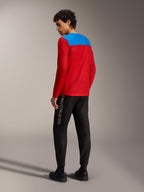 Camiseta Alpinestars A-Dura Elite 2.0 roja y azul, de manga larga para MTB con pantalones de rendimiento negros