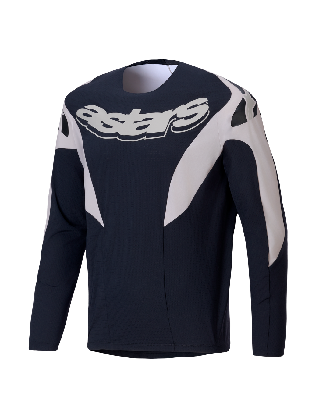 Alpinestars A-Supra Melt Jersey, jersey de manga larga de MTB para hombre, negro y blanco con logotipo astars en el pecho y diseño ventilado