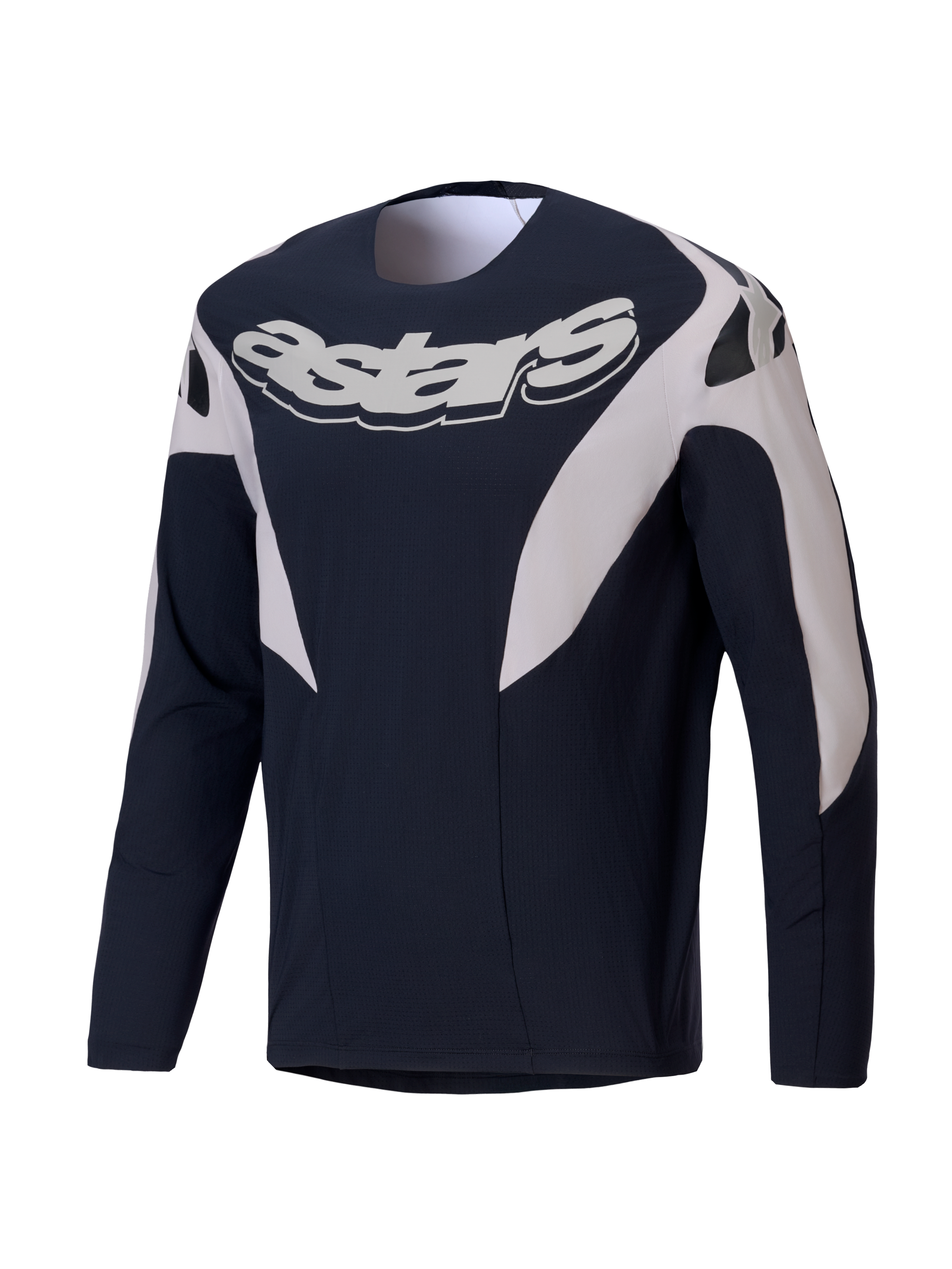 Alpinestars A-Supra Melt Jersey, jersey de manga larga de MTB para hombre, negro y blanco con logotipo astars en el pecho y diseño ventilado