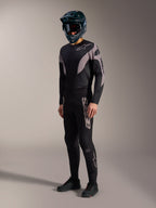 Kit de MTB A-Supra Elite negro y gris, pantalones y jersey elásticos de alto rendimiento con marca Alpinestars