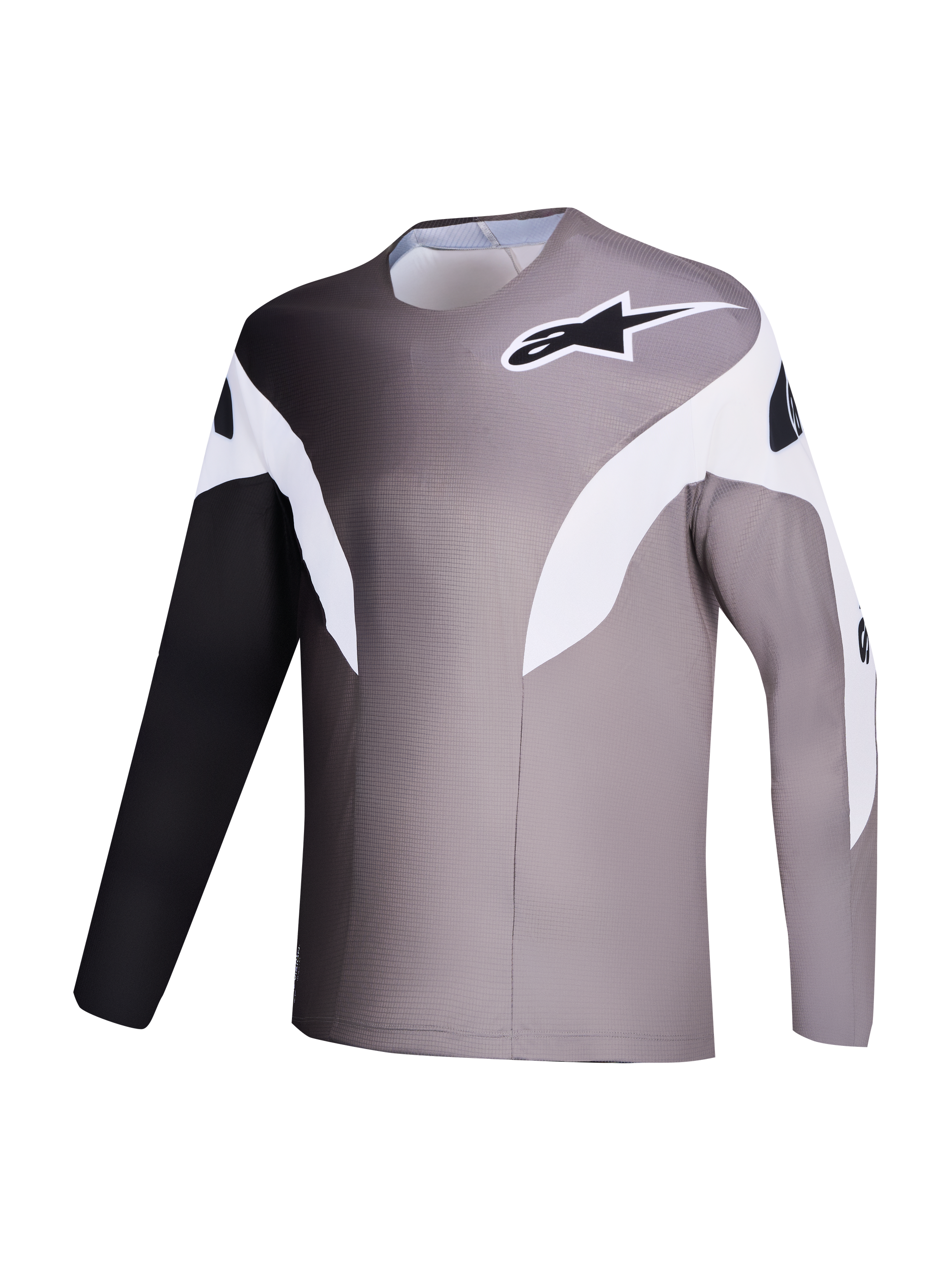 Maillot Alpinestars A-Supra Elite gris degradado, prenda de MTB con tejido microperforado y diseño de competición.