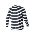 Alpinestars A-Aria Oscar Jersey de manga larga, negro y blanco, vista trasera con el gráfico en espiral heritage, jersey de ciclismo de manga larga con ajuste de rendimiento y cola más larga para senderos de MTB