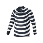 Alpinestars Jersey A-Aria Oscar de manga larga, jersey de MTB para hombre, franjas horizontales en espiral blancas y negras, logotipo de Alpinestars gris en el pecho, equipamiento de ciclismo ligero y transpirable