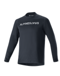Alpinestars A-Aria Switch Jersey de manga larga, jersey para ciclismo MTB, negro, logotipo blanco de Alpinestars en el pecho, cuello redondo, tejido ligero y transpirable, ajuste de rendimiento para conducción todoterreno