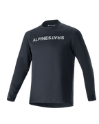 Alpinestars A-Aria Switch Jersey de manga larga, jersey para ciclismo MTB, negro, logotipo blanco de Alpinestars en el pecho, cuello redondo, tejido ligero y transpirable, ajuste de rendimiento para conducción todoterreno