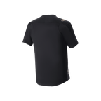 Alpinestars A-Aria Polartec Switch Jersey, jersey de MTB de manga corta, negro, vista trasera que muestra el ajuste de rendimiento y la cola más larga, tejido técnico que absorbe la humedad para trail