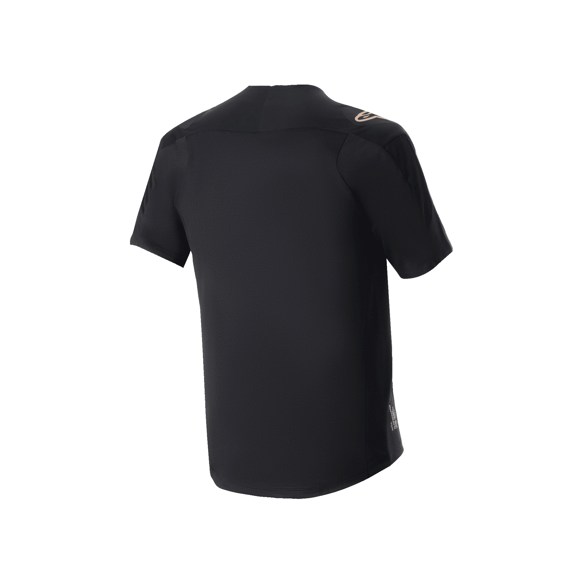 Alpinestars A-Aria Polartec Switch Jersey, jersey de MTB de manga corta, negro, vista trasera que muestra el ajuste de rendimiento y la cola más larga, tejido técnico que absorbe la humedad para trail