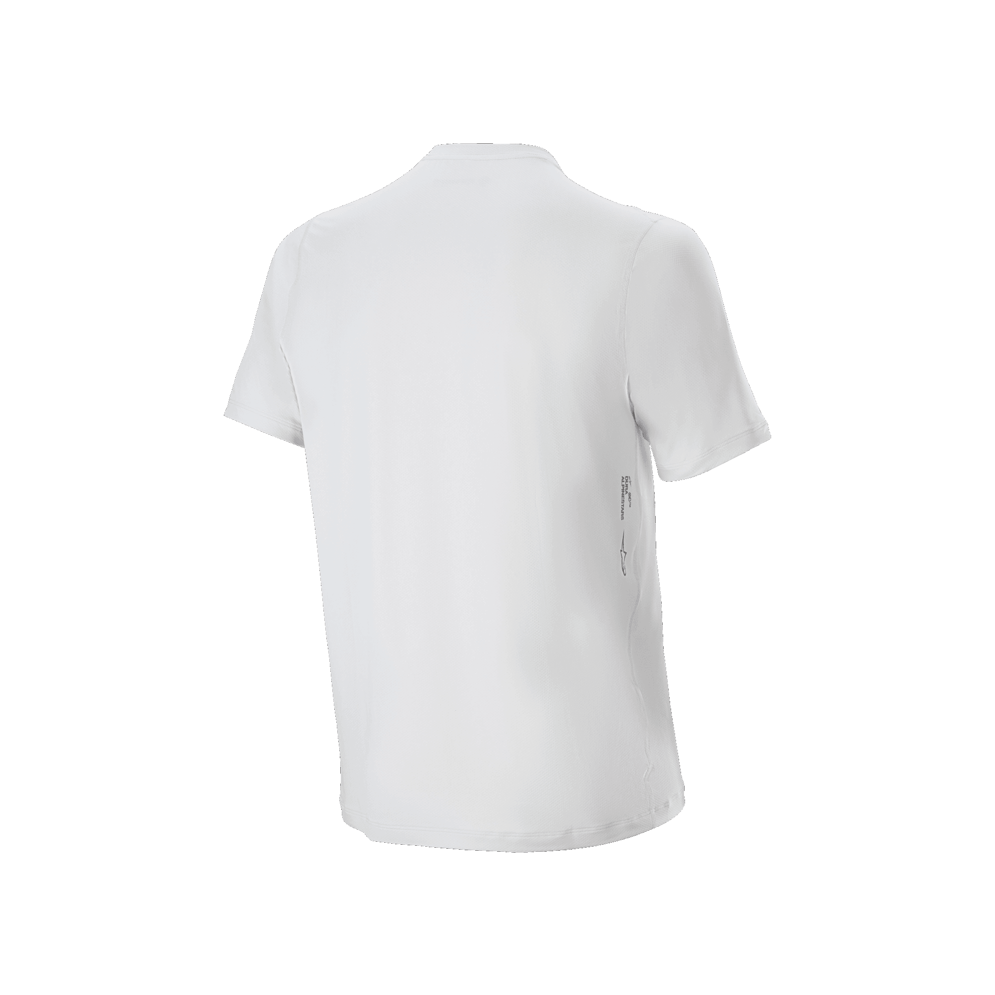 Alpinestars A-Dura Oscar Jersey - Manga Corta, jersey de ciclismo, blanco White Dove, vista trasera, diseño blanco minimalista con un pequeño logotipo vertical en la parte inferior derecha de la espalda, equipamiento de alto rendimiento para bicicleta de montaña