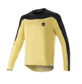 Alpinestars Drop Meta Long Sleeve Jersey, jersey de manga larga para MTB, dorado y negro, canesú de hombros y paneles en las mangas en negro, pequeño logo circular en el pecho, tejido de malla ligero y transpirable, dobladillo trasero extendido