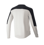 Alpinestars Drop Meta Jersey - Manga Larga, jersey de MTB, gris claro con detalles negros en hombros y mangas, vista posterior que muestra la parte trasera extendida, tejido de malla transpirable para ciclismo todoterreno