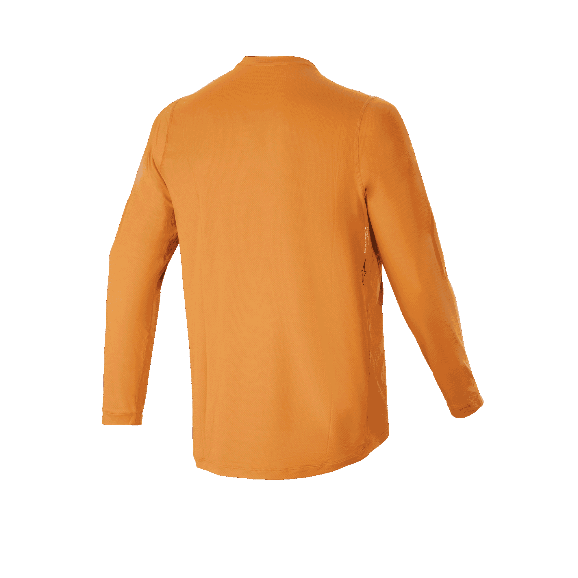 Alpinestars A-Dura Rocker Long Sleeve Jersey, jersey de ciclismo de montaña, oro oscuro, vista posterior, con cola extendida para mayor cobertura y material jacquard de alto rendimiento