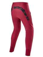 Alpinestars A-Supra Race Pants, color granate, vista trasera con una gran marca denominativa negra en el canesú posterior, pantalones de carreras de MTB con ajuste de rendimiento cónico, construcción técnica para ciclismo de montaña