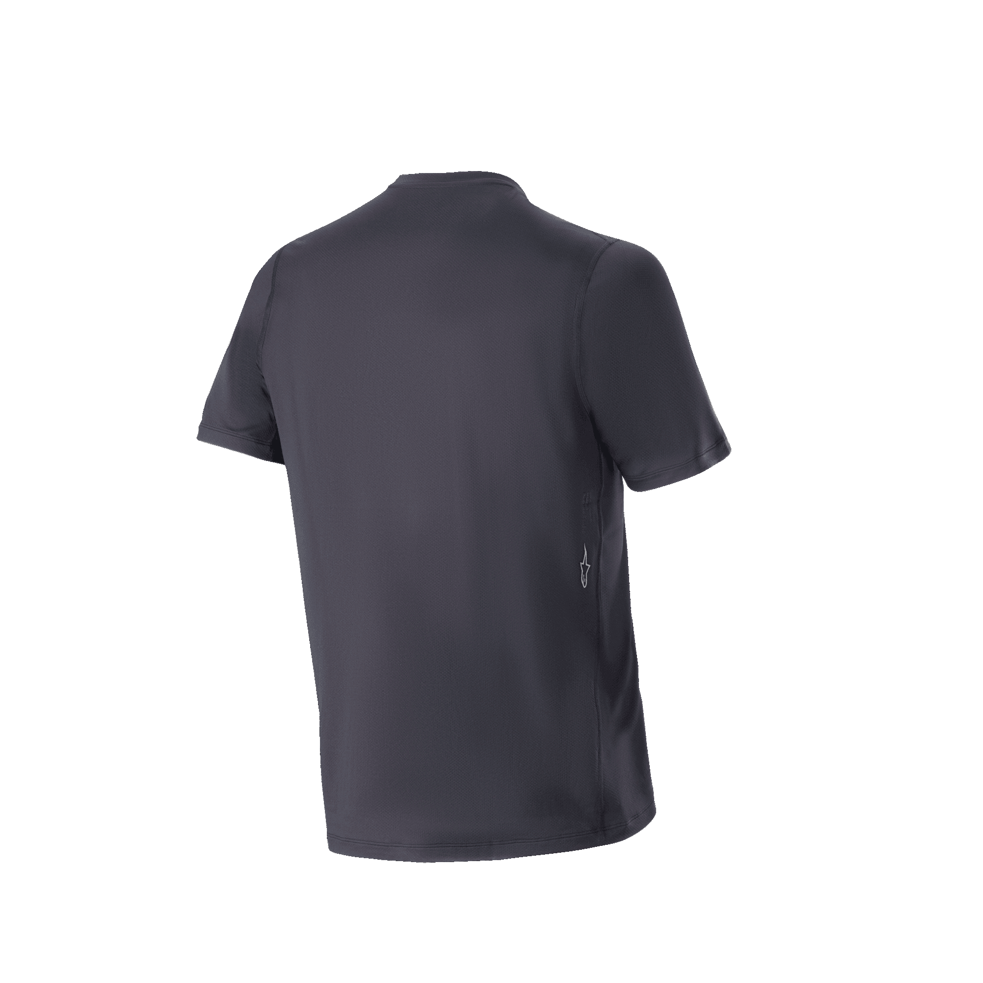 Alpinestars A-Dura Switch Short Sleeve Jersey, vista trasera, negro, camiseta de mountain bike con dobladillo trasero más largo y tejido con absorción de humedad, diseño de rendimiento casual para recorrer senderos