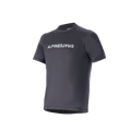 Camiseta Alpinestars A-Dura Switch de manga corta, color negro, con el logotipo de Alpinestars en blanco en el pecho, tejido jacquard ligero que absorbe la humedad, prenda de alto rendimiento casual para ciclismo de montaña