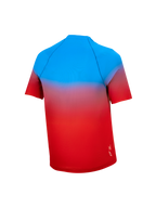 Jersey A-Dura Astars 2.0 juvenil de manga corta para MTB, degradado azul y rojo brillante, vista trasera.