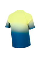 Jersey MTB Adolescente A-Dura Astars 2.0 con degradado amarillo a azul, manga corta y vista trasera con cola caída.