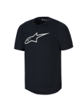 Jersey de manga corta Alpinestars Youth A-Dura, camiseta de MTB negra, gran logotipo blanco de Astars en el pecho, diseño de cuello redondo, prenda de alto rendimiento para ciclismo de montaña casual